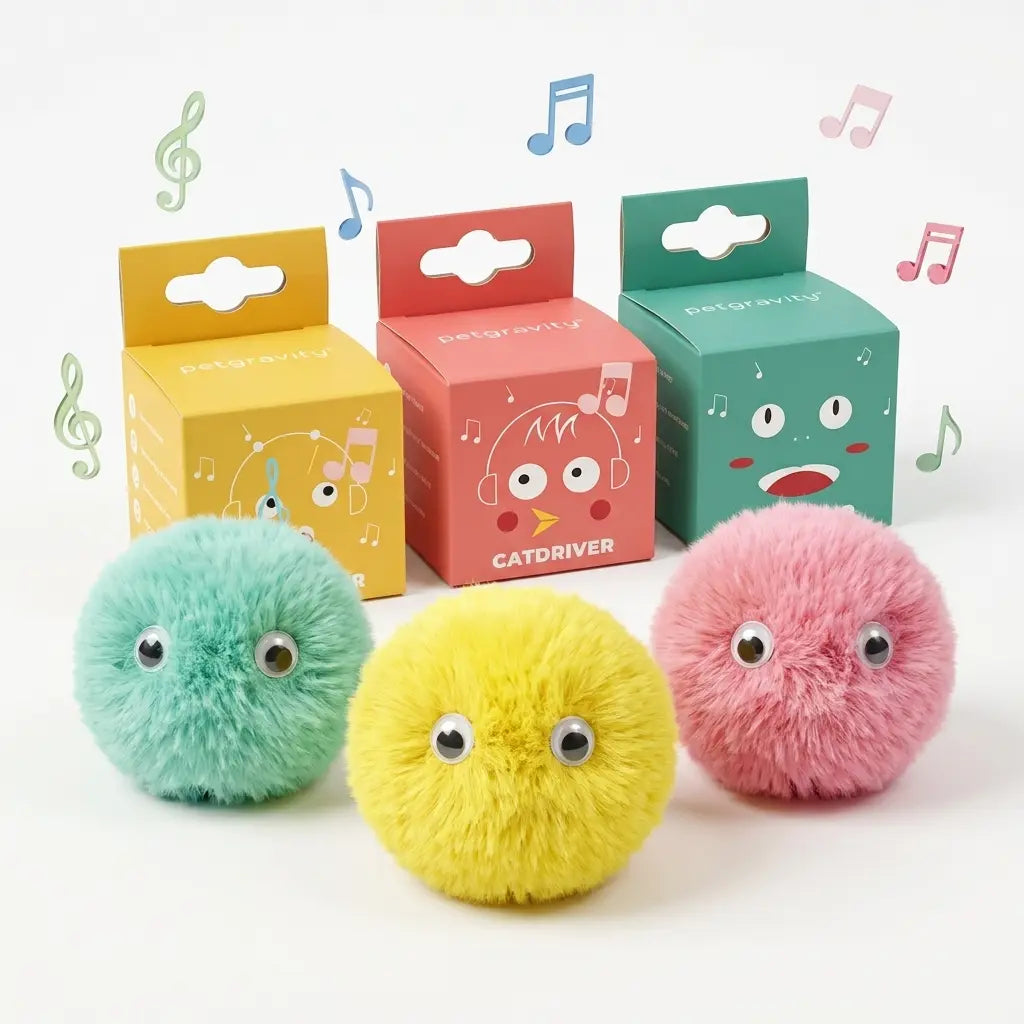 Balle interactive sonore pour chat avec herbe à chat