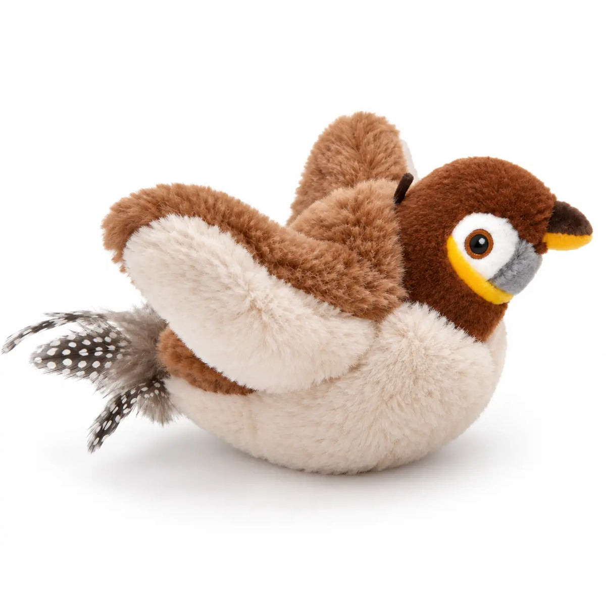 Jouet oiseau interactif pour chat en peluche marron qui bat des ailes
