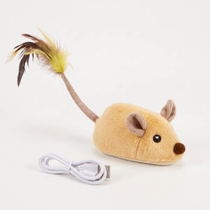 Souris interactive pour chat en peluche, qui couine